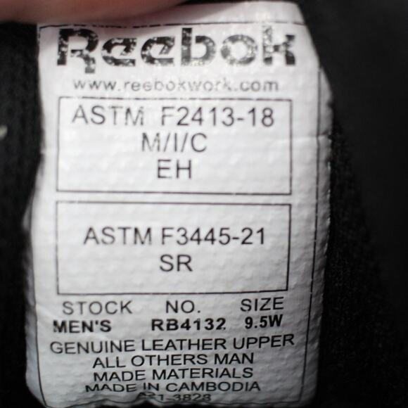 Reebok Men\'s Black & Red High Top Work Sneaker Size 9.5W